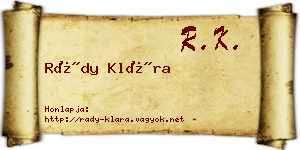 Rády Klára névjegykártya